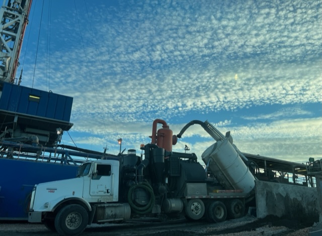 DSG Oilfield hydrovac truck at work site
